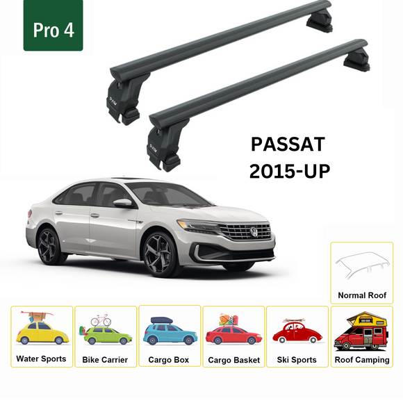 Für Volkswagen Passat B6 2015-Up Dachträger Querstange Metallhalterung Normales Dach Schwarz
