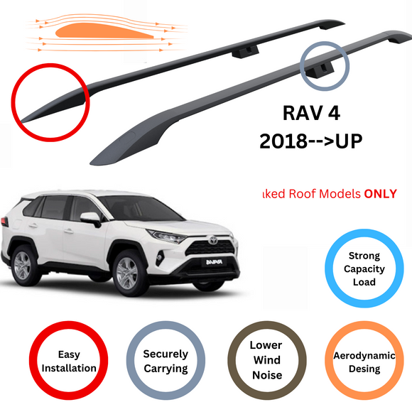 For Toyota Rav 4 2013-2019 Roof Side Rails Ultimate Style Alu Black