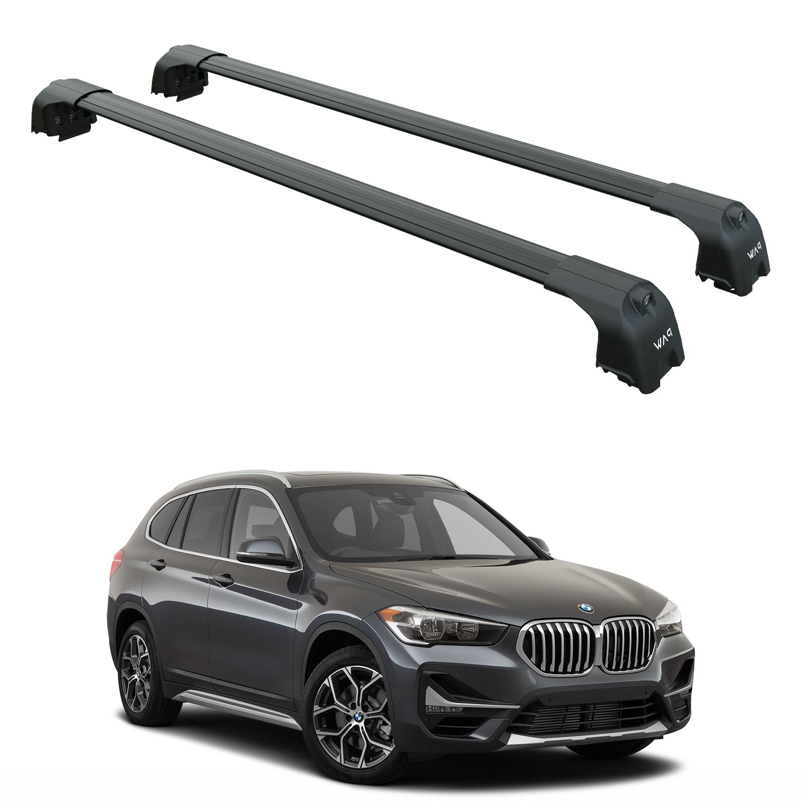 For BMW X1 (F48) 2016-2022 Roof Rack Cross Bars Flush Rails Black