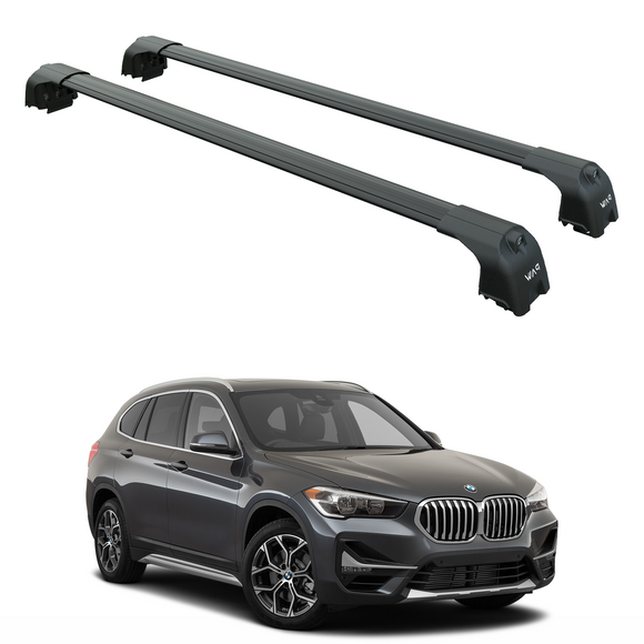 Für Bmw X1 F48 2015-Up Dachträgersystem, Aluminium-Querstange, Metallhalterung, bündige Schienen, Schwarz