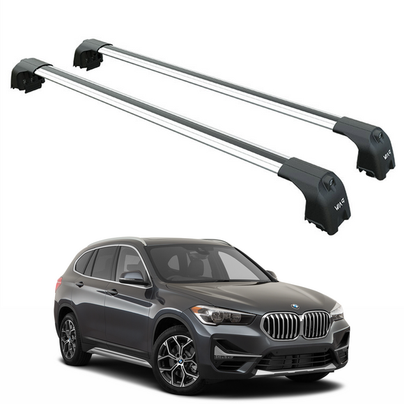 Für Bmw X1 F48 2015-Up Dachträgersystem, Aluminium-Querstange, Metallhalterung, bündige Schienen, Silber