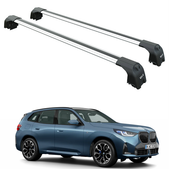 Für BMW X3 G01 2017-Up Dachträgersystem, Aluminium-Querstange, Metallhalterung, bündige Schienen, Silber