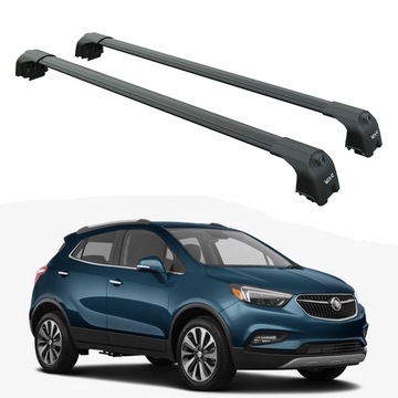 Für Buick Encore 2012-Up Dachträgersystem, Aluminium-Querstange, Metallhalterung, bündige Schienen, Schwarz