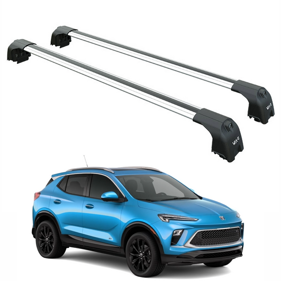 Für Buick Encore 2012-Up Dachträgersystem, Aluminium-Querstange, Metallhalterung, bündige Schienen, Schwarz