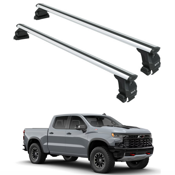 Für Chevrolet Silverado 1500/2500 2019-Up Dachträgersystem, Aluminium-Querstange, Metallhalterung, normales Dach, Schwarz