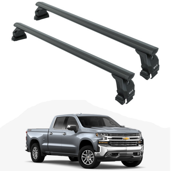 Für Chevrolet Silverado 1500/2500 2019-Up Dachträgersystem, Aluminium-Querstange, Metallhalterung, normales Dach, Schwarz