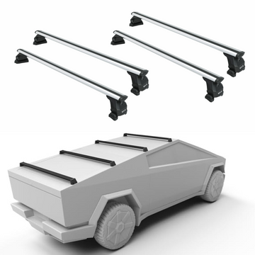 For Tesla Cybertruck (2024-2025) | Bed Rack Cross Bars (Aluminum, Silver) 4 Qty