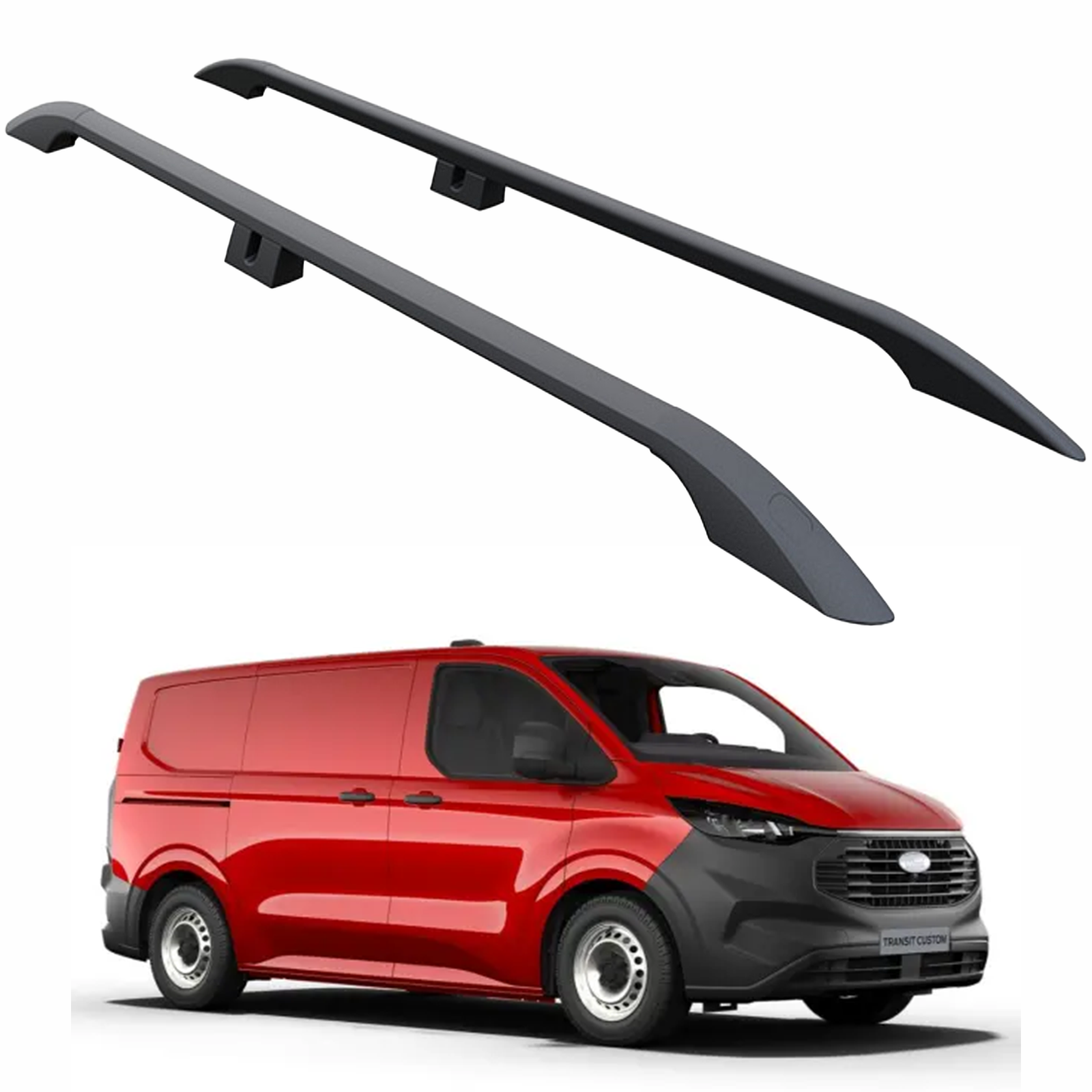 For Ford Transit Custom L2 (2023-2026) Roof Side Rails – Plus Model, Aluminum Black