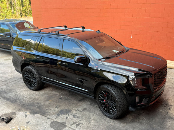 Für Cadillac XT6 Cross ab 2017 Dachträgersystem, Aluminium-Querstange, Metallhalterung, bündige Schienen, Silber