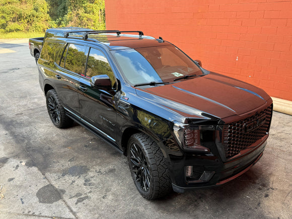 Für Cadillac XT6 Cross ab 2017 Dachträgersystem, Aluminium-Querstange, Metallhalterung, bündige Schienen, Silber