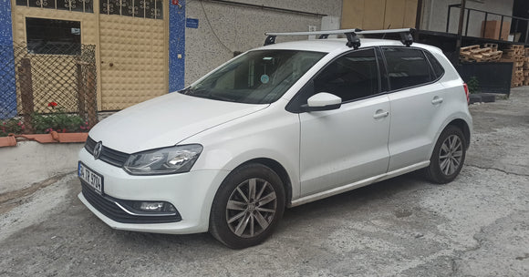 Für Volkswagen Polo 5D 2009–14 Dachträger, Querträger, Metallhalterung, normales Dach, Alu, Schwarz