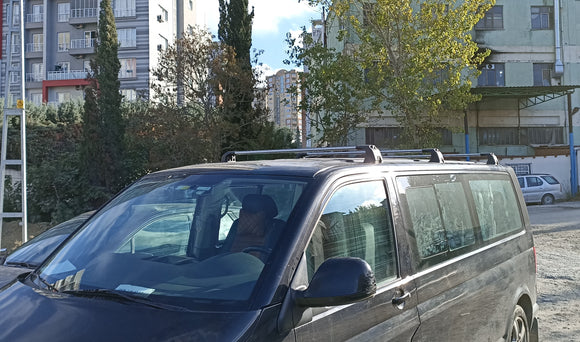 Für Volkswagen Caravelle T6 TP 2015-Up Dachträger Querstange Metallhalterung Fixpunkt Alu Schwarz