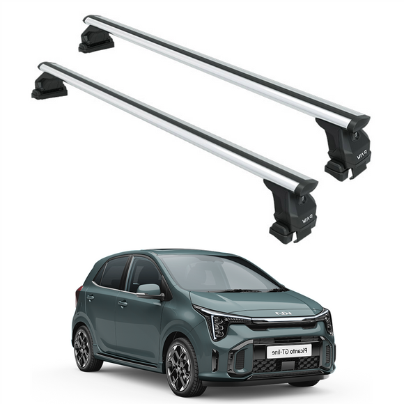 For Kia Picanto 2024-2025 Roof Rack System, Aluminium Cross Bar, Normal Roof, Silver