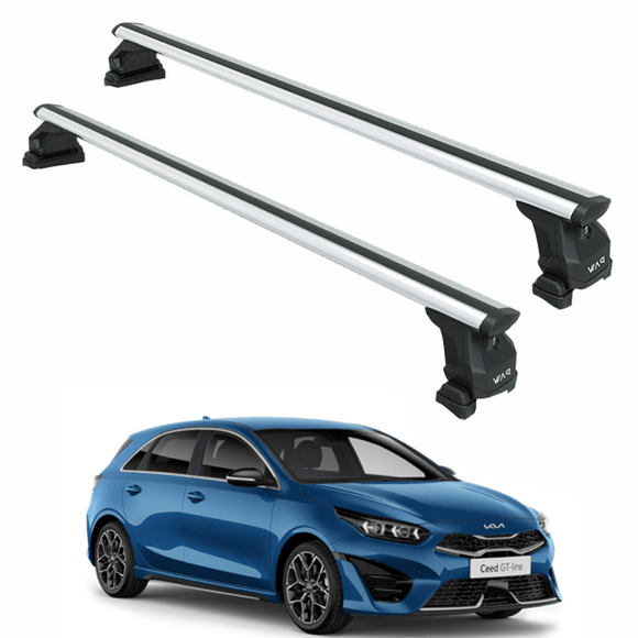 For Kia Ceed 2018-Up Roof Rack Cross Bars Fix Point Alu Silver