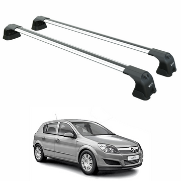Für Opel & Vauxhall Astra H 2004–2010, Dachträgersystem, Träger, Querträger, Aluminium, abschließbar, hochwertige Metallhalterung, silberfarben