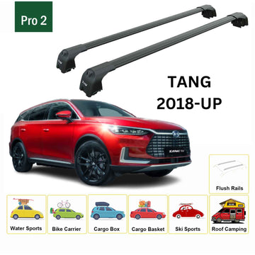 For BYD Tang 2018-2024 Roof Rack Cross Bars Flush Rail Alu Black - 0