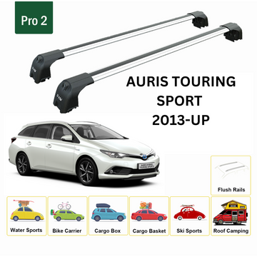 Für Toyota Auris TouringSport 2013-Up Dachträger Querträger Metallhalterung Flush Rail Alu Silber - 0