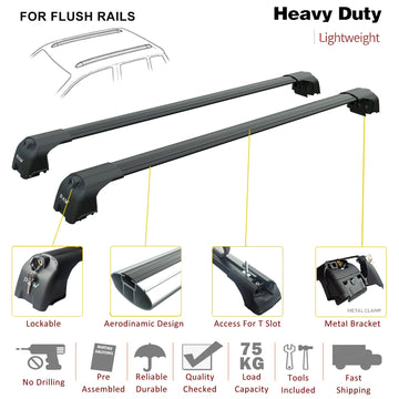 Für Buick Encore 2012-Up Dachträgersystem, Aluminium-Querstange, Metallhalterung, bündige Schienen, Schwarz - 0