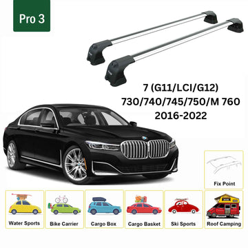 For Bmw 7 (G11) 2016-2022 Roof Rack Cross Bars Fix Point Silver - 0