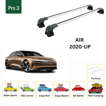 For Lucid Air 2020-2025 Roof Rack Cross Bars Fix Point Alu Silver - 0