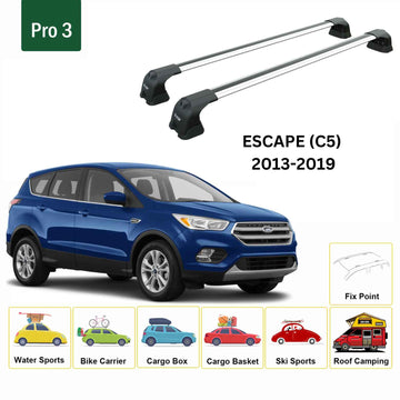 For Ford Escape (C5) 2013-2019 Roof Rack Cross Bars Fix Point Alu Silver - 0