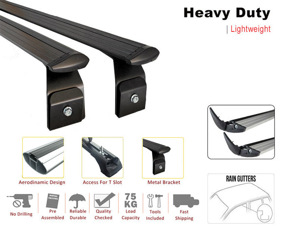 For Mercedes G W463 1989-2018 Roof Rack Cross Bars Rain Gutters Alu Black