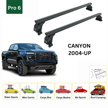 For GMC Canyon 2004-Up Bed Rack Cross Bars Alu Black - 0