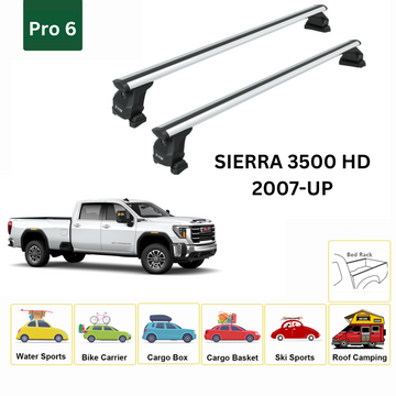 For GMC Sierra 3500 2007-2014 Bed Rack Cross Bars Roof Rack Alu Silver - 0