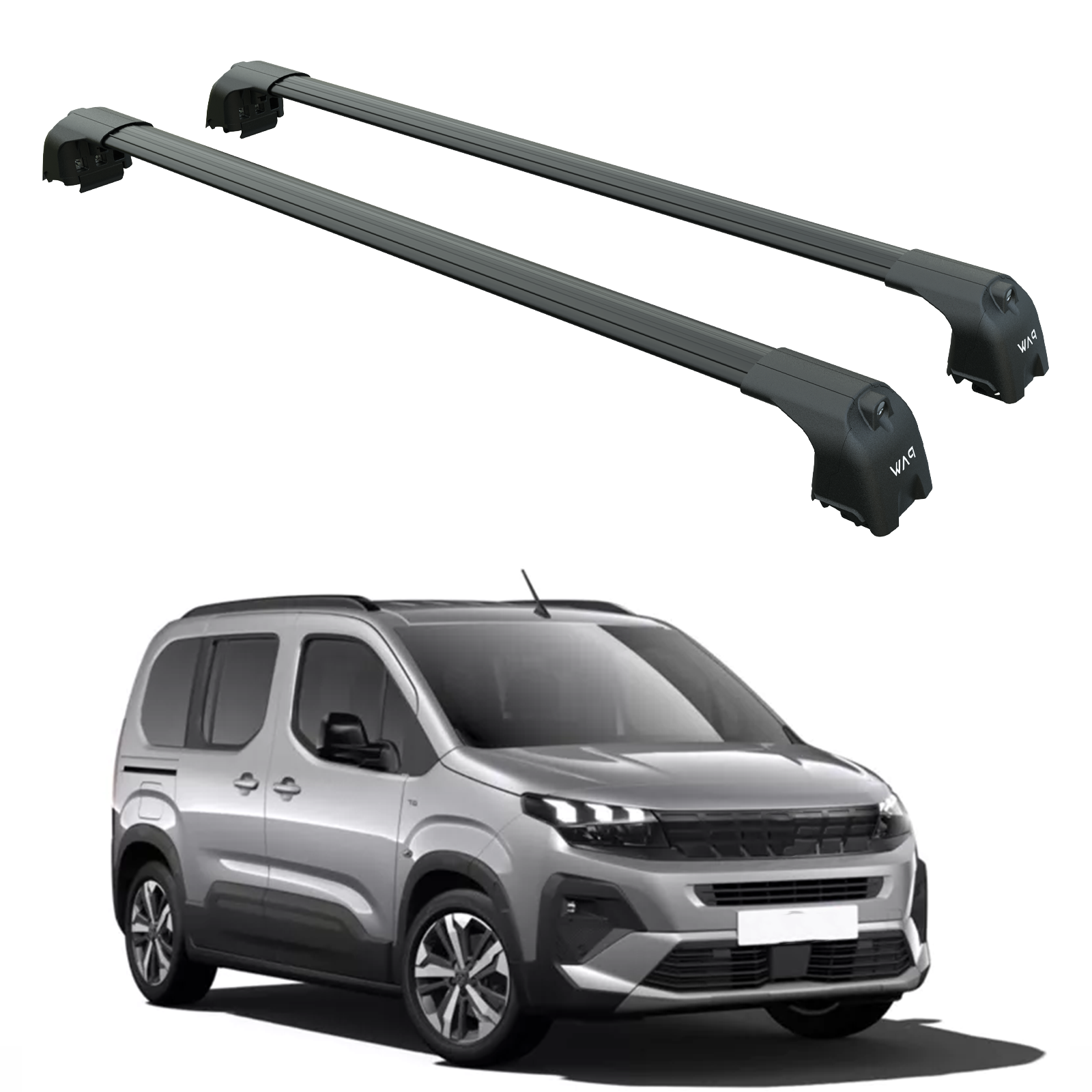 peugeot rifter dachzelt For Peugeot Rifter 2023-2026 Roof Rack System, Aluminum Cross Bar, Flush Rail, Black