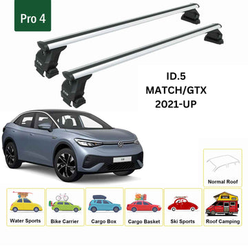 For Volkswagen ID.5 2021-2025 Roof Rack Cross Bar Normal Roof Alu Silver - 0