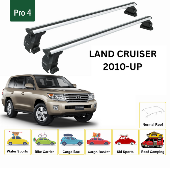 Für Toyota Land Cruiser 2010-Up Dachträger Querträger Metallhalterung Normales Dach Alu Silber