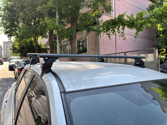 444. Für Dachträgersystem, Aluminium-Querstange, Metallhalterung, normales Dach, Silber