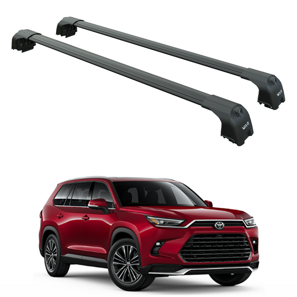 Für Toyota Highlander 2020-Up Dachträger Querträger Metallhalterung Flush Rail Alu Schwarz