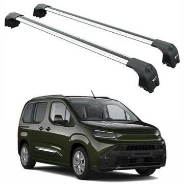 For Toyota ProAce City Verso 2024-2025 Roof Rack System, Aluminum Cross Bar, Flush Rail, Silver