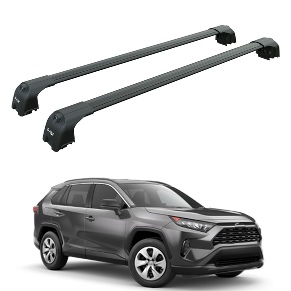Für Toyota Rav 4 2018-Up Dachträger Querträger Metallhalterung Flush Rail Alu Schwarz