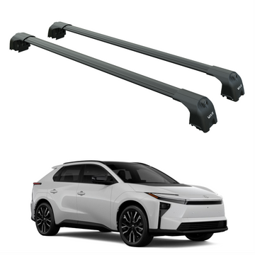 Kompatibel mit Subaru Soltera ab 2023. Abschließbarer Aluminium-Dachträger für Fahrzeuge mit Standarddach Toros Pro 2 Silber