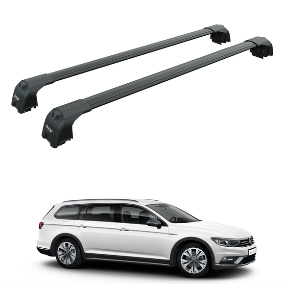 Für Volkswagen Passat Alltrack B8 2016-Up Dachträger Querträger Metallhalterung Flush Rail Alu Schwarz