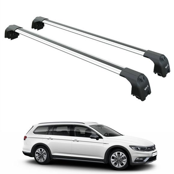 Für Volkswagen Passat Alltrack B8 2016-Up Dachträger Querstange Metallhalterung Flush Rail Alu Silber