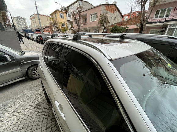 Für BMW X5 G05 2018-Up Dachträgersystem, Aluminium-Querstange, Metallhalterung, bündige Schienen, Silber