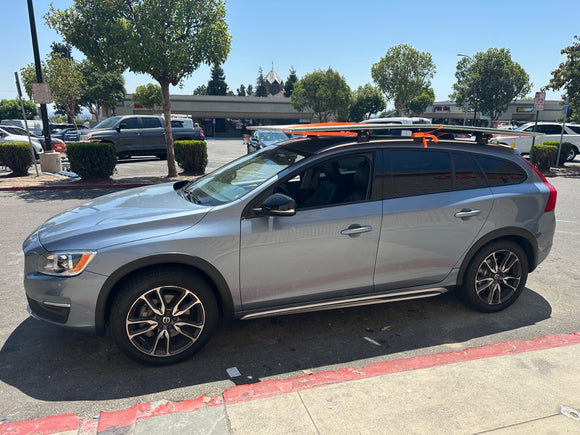 Für Volvo V60 Kombi 2010–18, Dachträger, Querstange, Metallhalterung, bündige Schiene, Schwarz