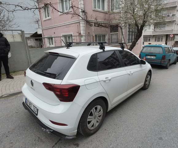 Für Volkswagen Polo 5D 2009-14 Dachträger Querträger Metallhalterung Normales Dach Alu Silber