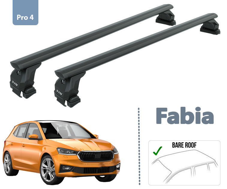 For Skoda Fabia Aluminum Roof Rack System Carrier Cross Bars Black 2021-Up