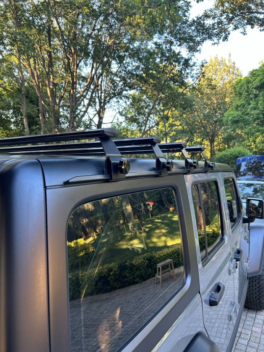 For Jeep Wrangler JK 2007-2018 Roof Rack Cross Bars Metal Bracket Rain Gutters Silver