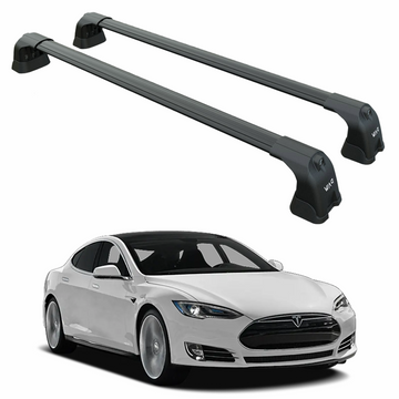 For Tesla Model S (2012-2016) Roof Rack Cross Bars – Metal Bracket Fix Point – Aluminum – Black