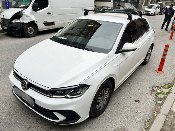 Für Volkswagen Polo 5D 2014-18 Dachträger Querträger Metallhalterung Normales Dach Alu Silber