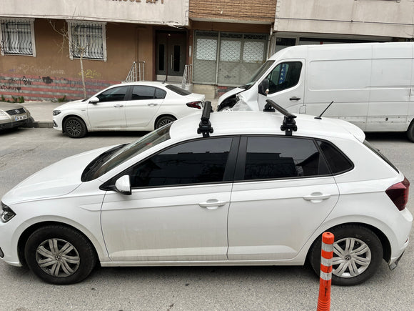 Für Volkswagen Polo 5D 2014-18 Dachträger Querträger Metallhalterung Normales Dach Alu Silber