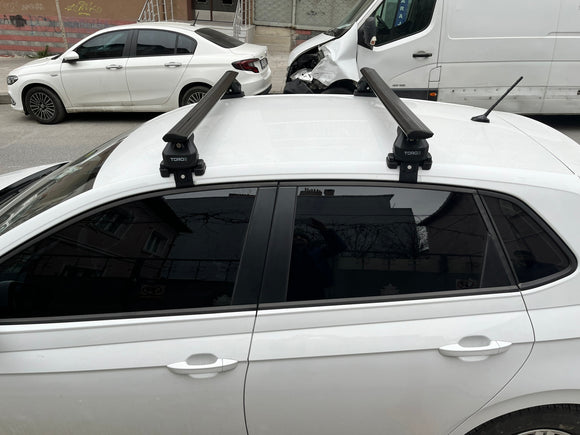 Für Volkswagen Polo 5D 2009–14 Dachträger, Querträger, Metallhalterung, normales Dach, Alu, Schwarz