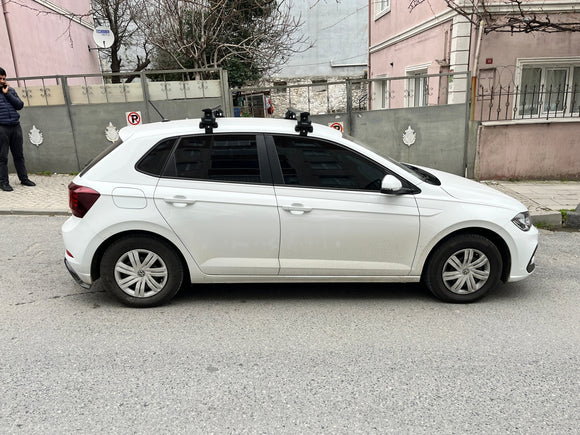 Für Volkswagen Polo 5D 2014–18 Dachträger, Querträger, Metallhalterung, normales Dach, Alu, Schwarz