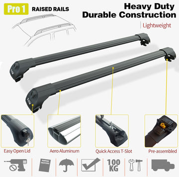 For Skoda Yeti 2009-2017 Roof Rack System Carrier Cross Bars Aluminum Black - 0