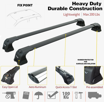 For Suzuki Kizashi 2010-2013 Roof Rack Cross Bars Fix Point Alu Black - 0